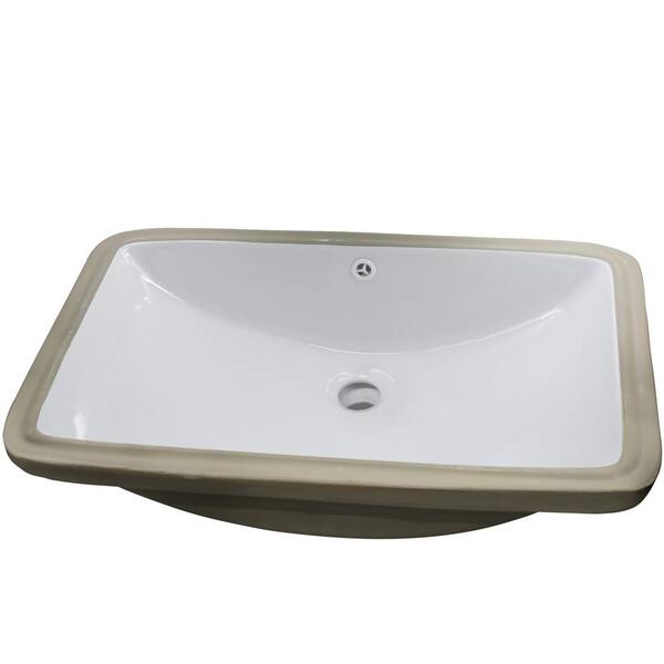 Undermount Porcelain Bathroom Sink in White with Pop-Up Drain in Brushed Nickel Undermount Porcelain Bathroom Sink in White with Pop-Up Drain in Brushed Nickel