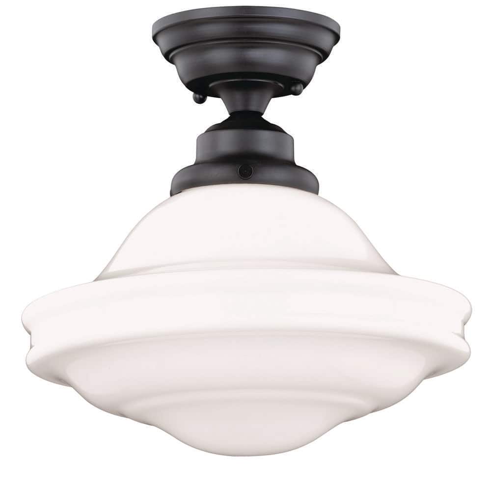 Huntley 12" Bronze Farmhouse Semi Flush Mount Ceiling Light