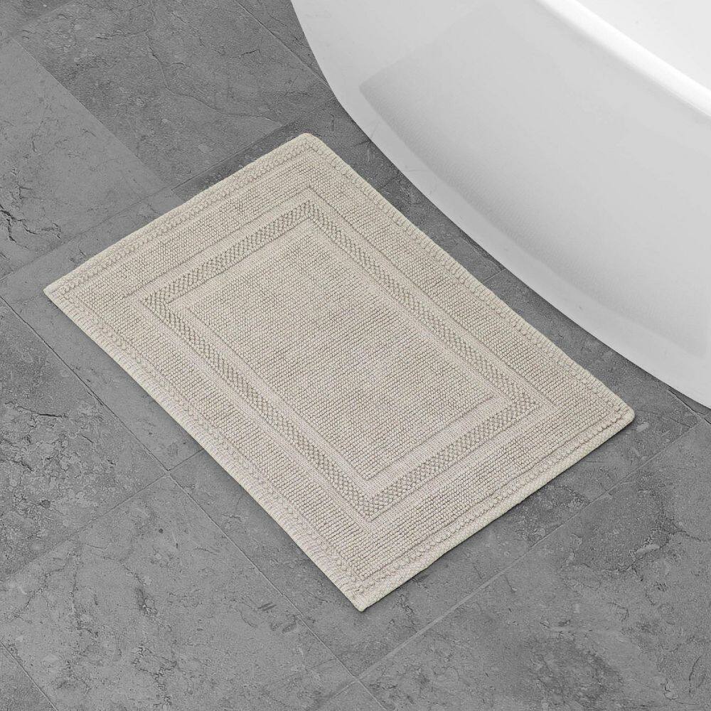 Taupe Gray Moroccan Cotton Bath Mat 24"L x 17"W, Machine Washable