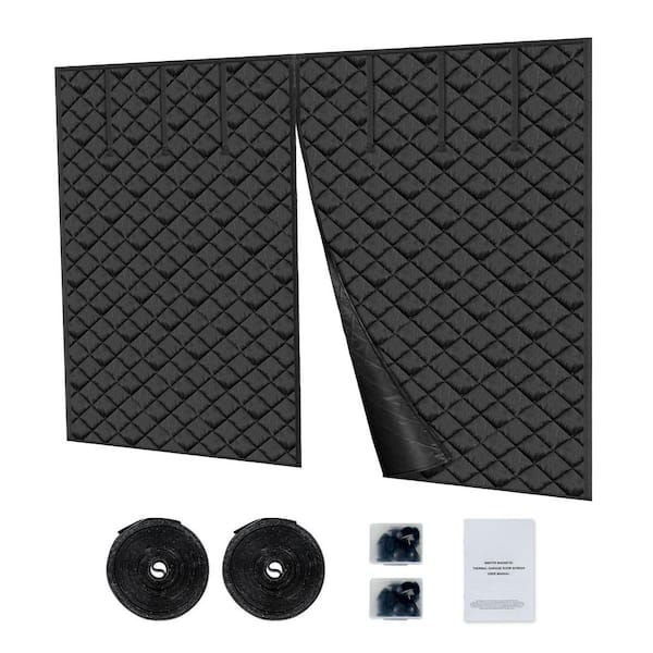 Garage Door Screen for Winter, 10 ft. x 8 ft. Black Folding Garage Door Screen Insulated Door Curtain with Closure