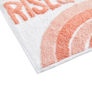 Rise and Shine Rainbow Multi 20 in. x 32 in. Pink Cotton Rectangular Bath Mat