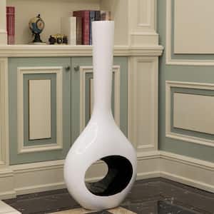 Tall Floor Vase, White Vase with Hole Inside Black 45 in. Vase, Interior Decoration, Modern Floor Vase