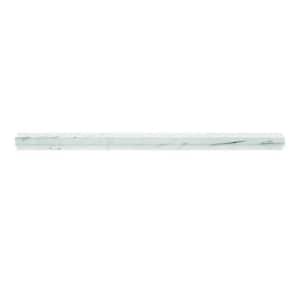 Grandis 0.8 in. x 12 in. Pearl White Marble Polished Pencil Liner Tile Trim (0.667 sq. ft./case) (10-pack)
