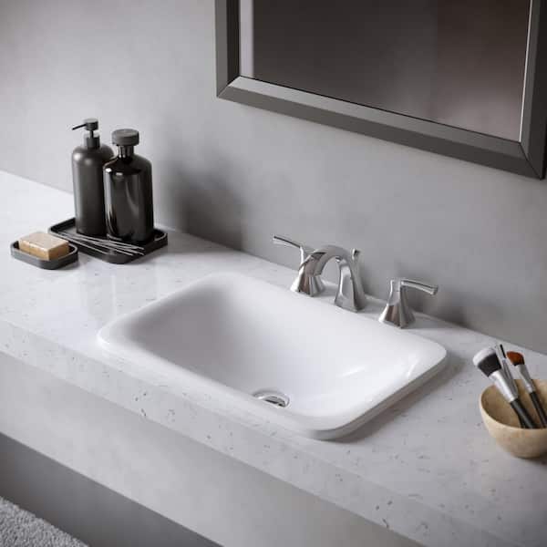 Valera 21 in. Top Mount Vitreous China Bathroom Sink in White