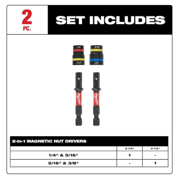 4-Piece SHOCKWAVE Impact Duty 1-7/8 Alloy Steel Magnetic Nut Driver Set