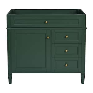 36 in. Solid Wood Frame Bath Vanity Cabinet without Top in Green with 2-Drawers and a Tip-out Drawer