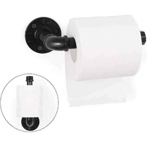 Oumilen Pipe Toilet Paper Holder, Rustic Iron Roll Tissue Wall 