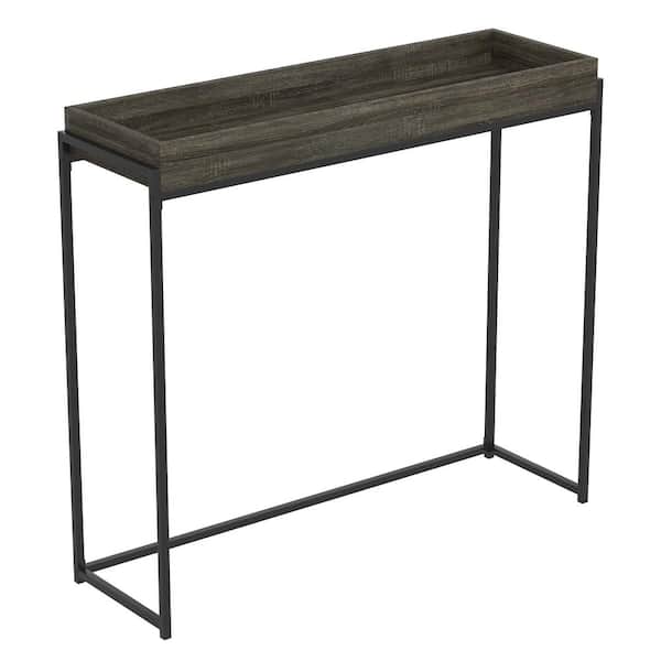 Unbranded Safdie and Co. 39.5 in. Dark Grey Rectangle Wood Console Table with Storage