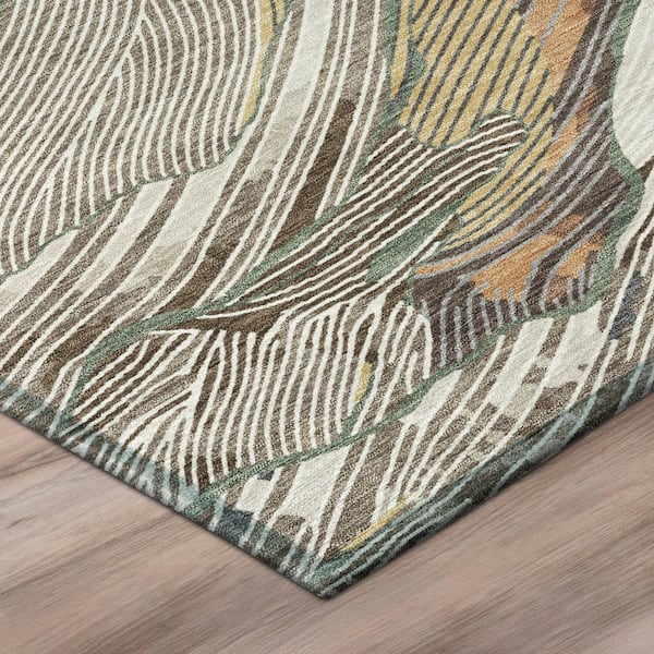 Chantille Machine Washable Indoor/Outdoor Abstract ACN3040 Taupe 9 ft. x 12 ft. Area Rug
