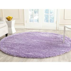 California Shag Lilac 7 ft. x 7 ft. Round Solid Area Rug