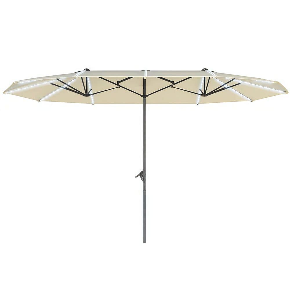 15 ft. Double-Sided Patio Umbrella in Cream White with Solar LED Lights, Crank Lift, UPF50+ UV Protection price history on PriceWatchPro