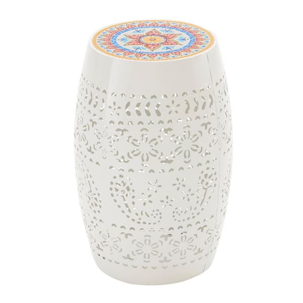 Unbranded Bohemian style White 12.25 in. Side Table