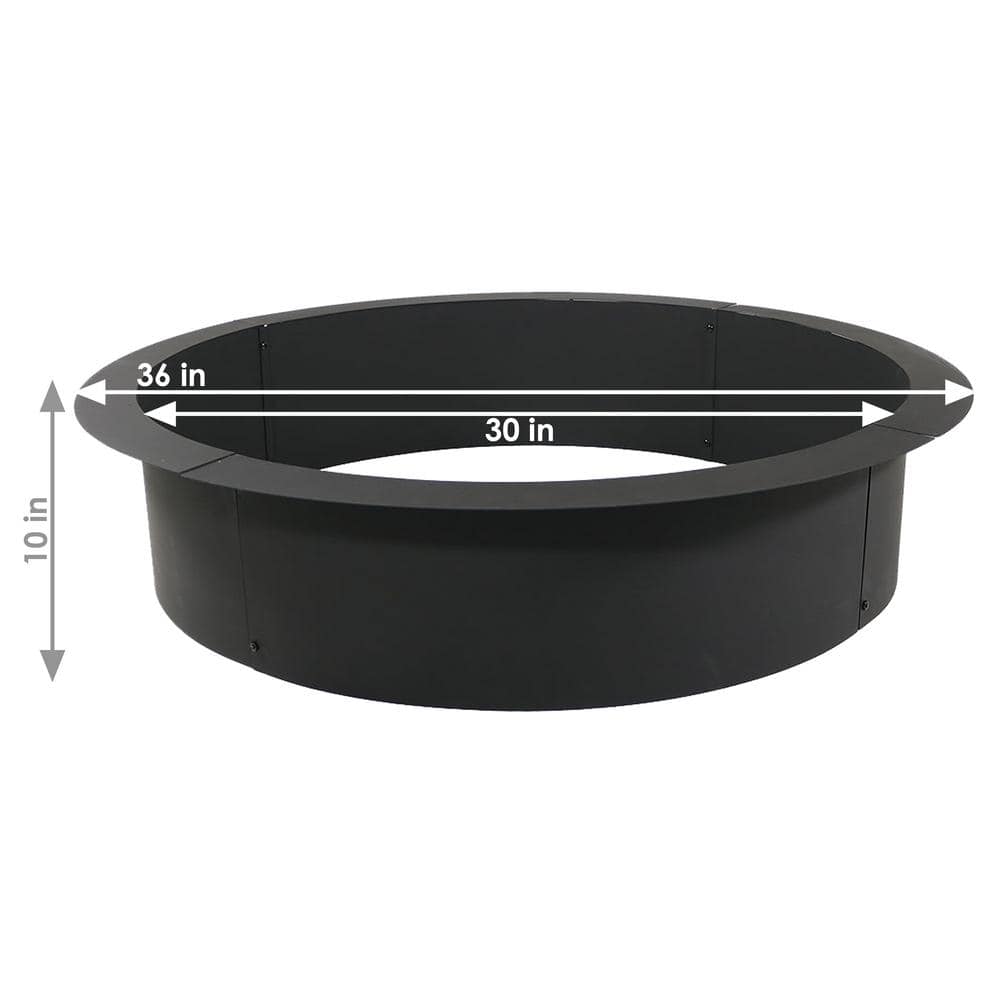 Sunnydaze 36-Inch Black Steel Wood Burning Fire Pit Ring