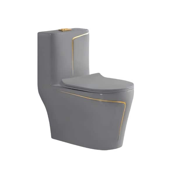 12 inch Rough In One Piece 1.85 gal. GPF Dual-Flush Elongated Toilet in Grey Seat Included
