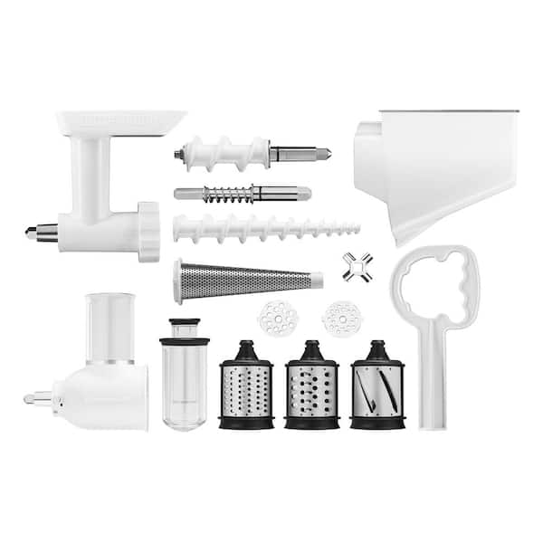 KitchenAid 80127 Stand Mixer Attachment with Food Grinder, Rotor Slicer,  Shredder and Sausage Stuffer, White
