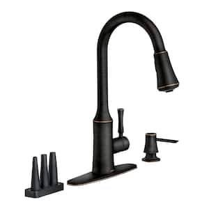 Venango Single-Handle Pull-Down Sprayer Kitchen Faucet with Reflex and Power Clean Attachments in Mediterranean Bronze