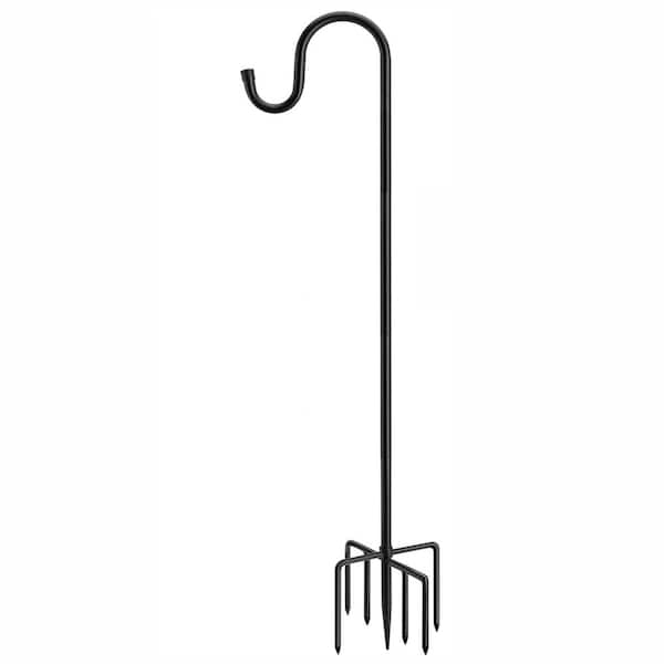 Unbranded 60 in. Heavy Duty Outdoor Metal Shepherds Hooks with 7 Prongs Base for Hanging Bird Feeder, Plant Basket, Lanterns