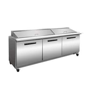 Three-Door Refrigerated Megatop Prep Unit, 18 cu. ft. Storage Capacity, in Stainless Steel