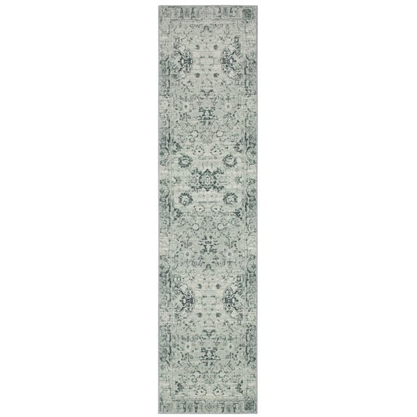 Mohawk Home Henrietta Grey 2 ft. 6 in. x 10 ft. Distressed Runner Rug