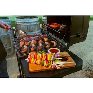 Cart-Style Charcoal Grill in Black with Side Shelf