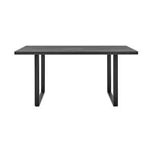 Fenton 71 in. W Rectangular Charcoal Dining Table with Melamine Top and Black Base (Seats Up to 6)