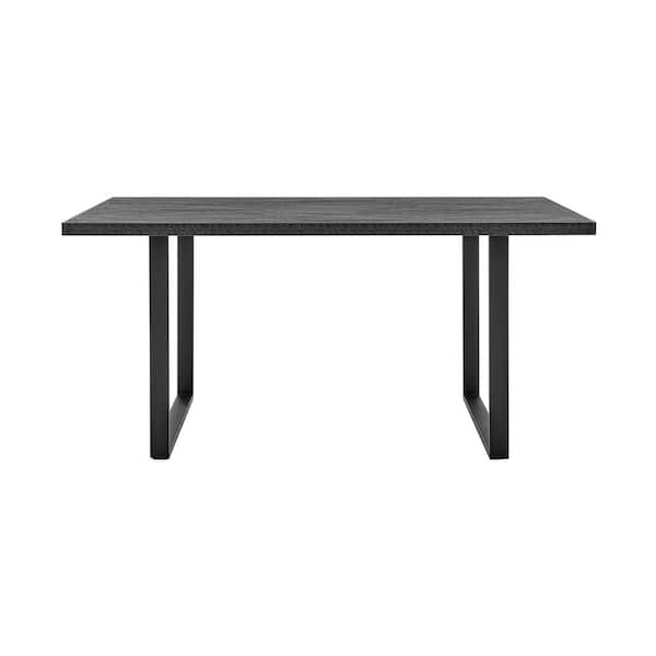 Armen Living Fenton 71 in. W Rectangular Charcoal Dining Table with Melamine Top and Black Base (Seats Up to 6)