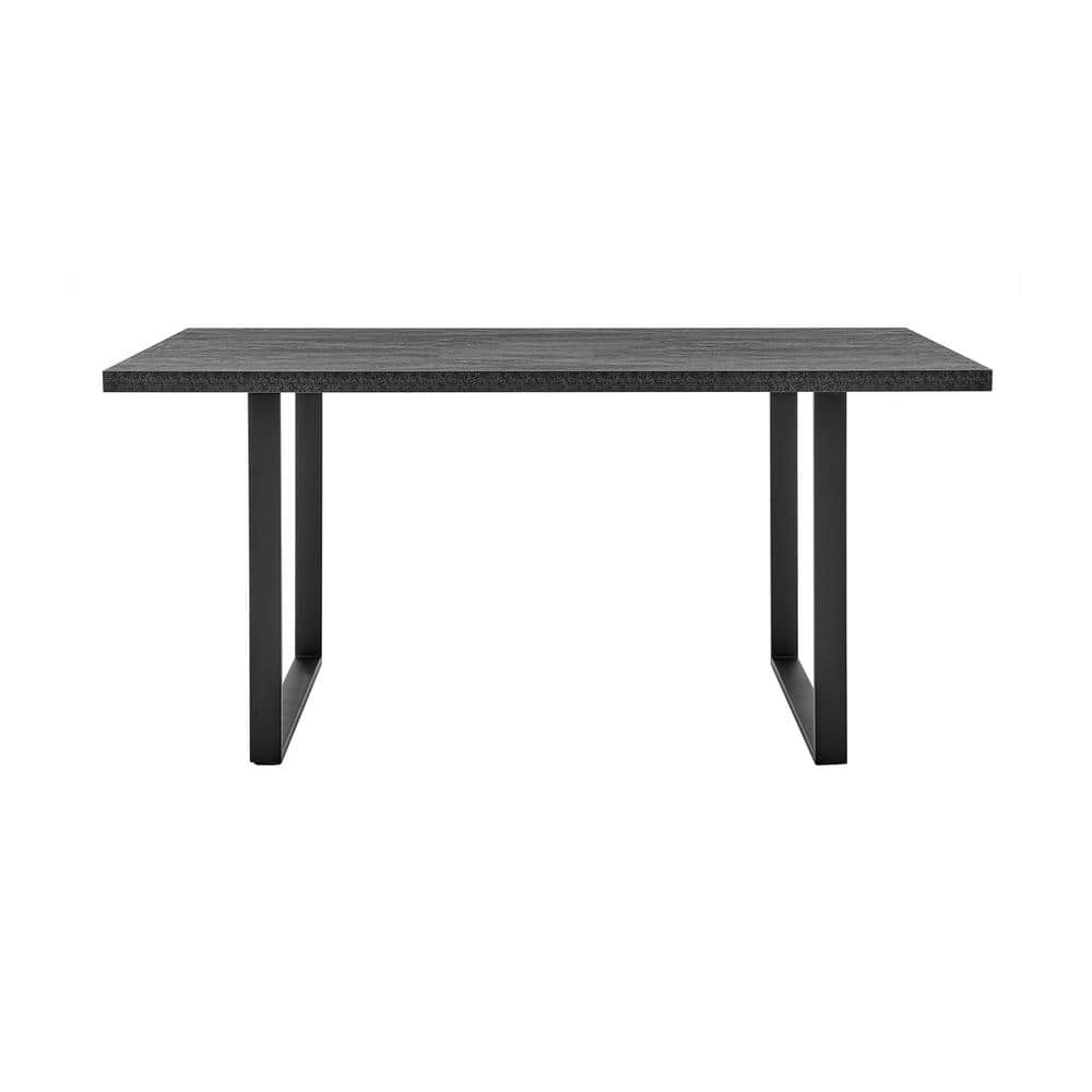 Fenton 71 in. W Rectangular Charcoal Dining Table with Melamine Top and Bla
