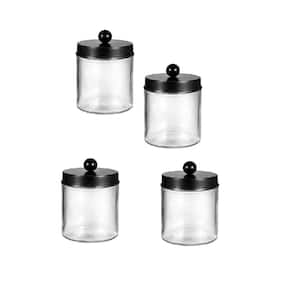 Jar Vanity Organizer Storage - Countertop Canister with Stainless Steel Lids in Clear (4-Pack)