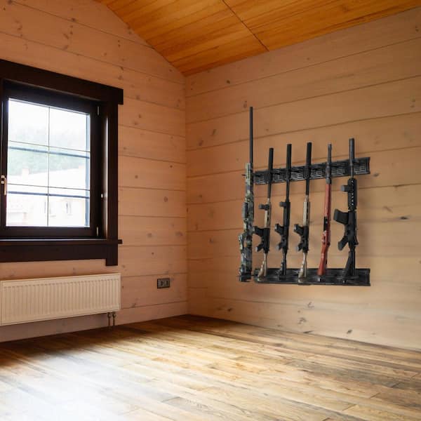 Gun Rack,17.72 in. H Black Backpack without add Features Rack Wall Mount 6-Slot Vertical Rifle Shotgun Gun Rack 180 lbs.