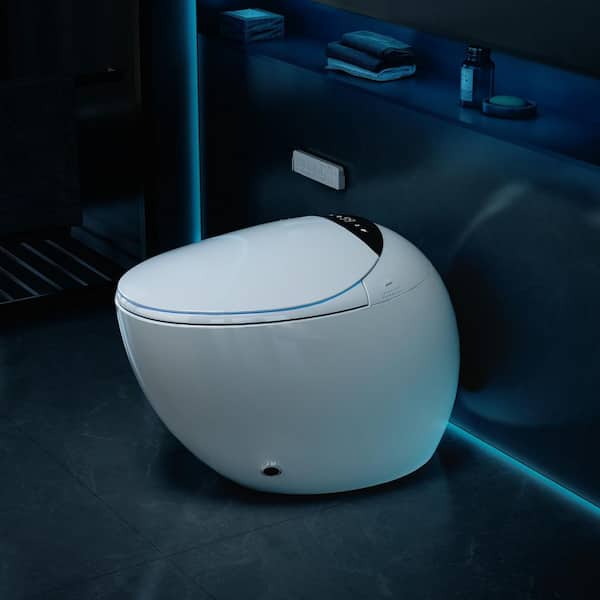 YULIKA Round Bidet Toilet 1.28 GPF Smart Toilet with Automatic Flushing, Auto Open/Close, Warm Water and Heated Seat in White