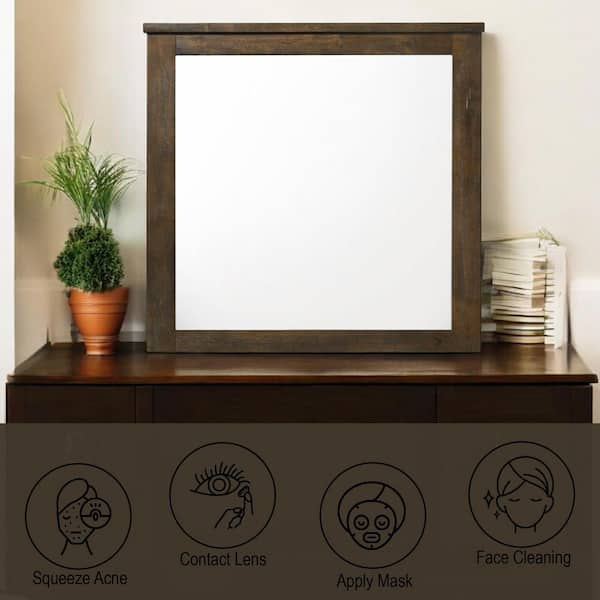 Acme Furniture Merrilee 1 in. x 40 in. Rustic Square Framed Oak