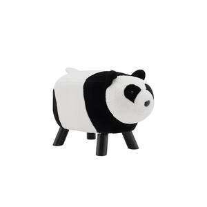 Layla Black and White Panda Bear Kids Stool 24 in. W x 13.50 in. D x 15 in. H
