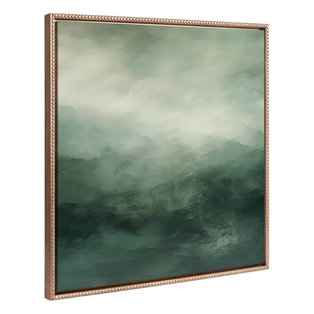 30" x 30" Sage and Emerald Abstract Landscape Framed Canvas