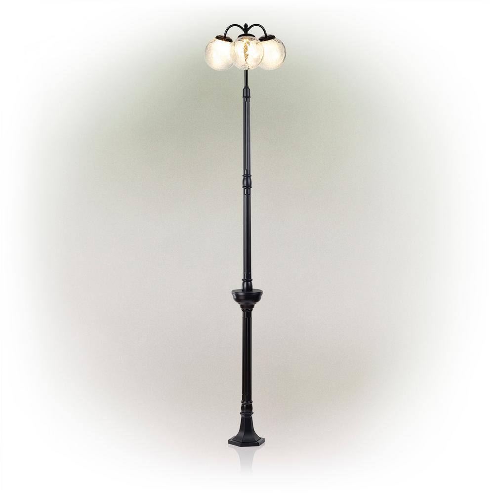 Alpine Corporation 75 in. Tall Outdoor Solar Powered Light Post with 3 ...