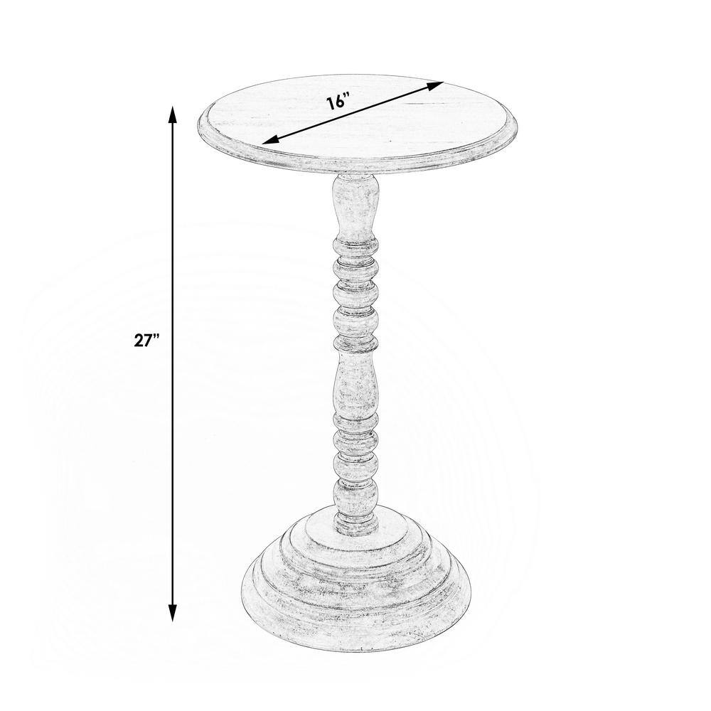 Dani Round Solid Mango Wood Pedestal Side Table - Gray