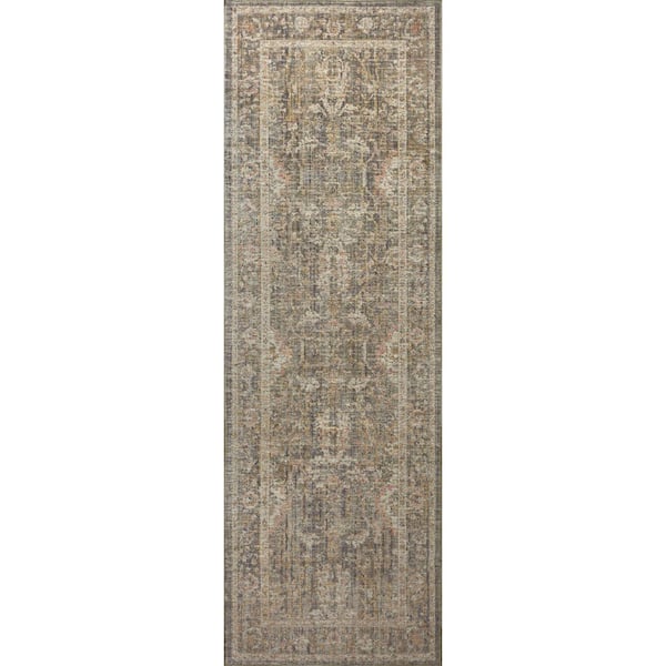 Chris Love Julia Rosemarie Sage / Blush 2 ft. 7 in. x 12 ft. Traditional Runner Rug