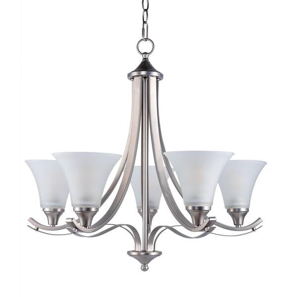 Unbranded Gothic 5-Light Silver Classic Chandelier with White Frosted Shades