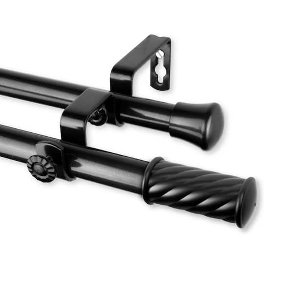 Rod Desyne Grip 66 in. - 120 in. Double Curtain Rod in Black