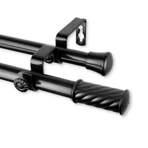 Grip 120 in. - 170 in. Double Curtain Rod in Black