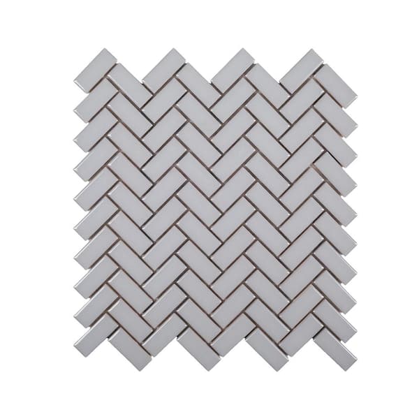 Jeffrey Court Wolfe Grey Herringbone 10.25 in. x 11 in. Glossy Ceramic Mosaic Tile (7.83 sq. ft./Case)