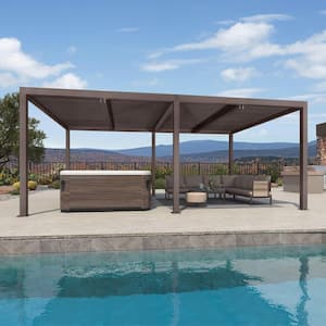 12 ft. x 20 ft. Bronze Aluminum Frame Outdoor Patio Louvered Pergola Gazebo with Adjustable Sunshade Rainproof Roof