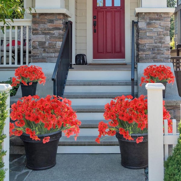 13 in. Red 24-Bundles Artificial Other Flowers for Outdoors