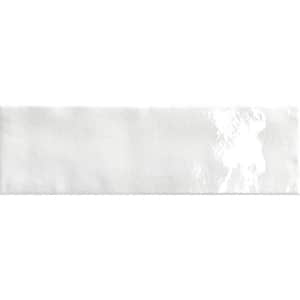 Splendor Rectangle 10 in. x 3 in. Glossy Lily White Porcelain Marble Tile (12.11 sq. ft./case)