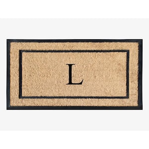 A1HC Border Beige 24 in. x 39 in. Rubber and Coir Heavy-Duty Outdoor Entrance Durable Monogrammed L Door Mat