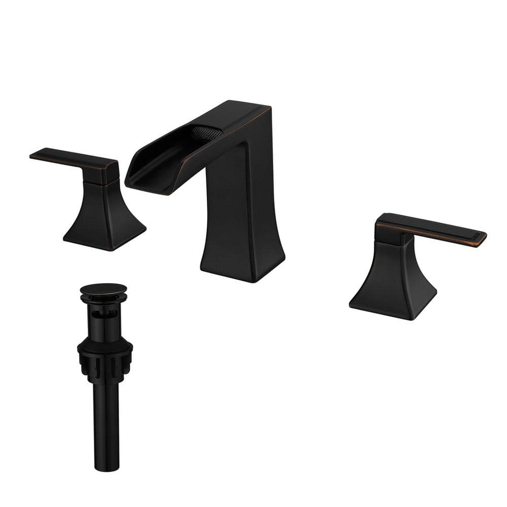 8 in. Widespread Double Handle Bathroom Faucet with Drain Kit Brass Waterfall Bathroom Sink Faucets in Oil Rubbed Bronze price history on PriceWatchPro