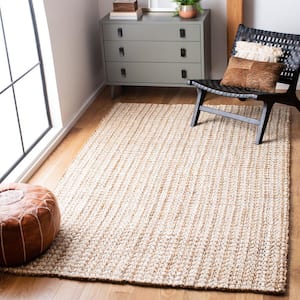 Natural Fiber Ivory/Light Brown 3 ft. x 3 ft. Woven Crosstitch Square Area Rug