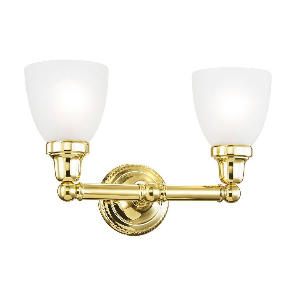 Polished Brass 2-Light Vanity with Satin Opal White Glass