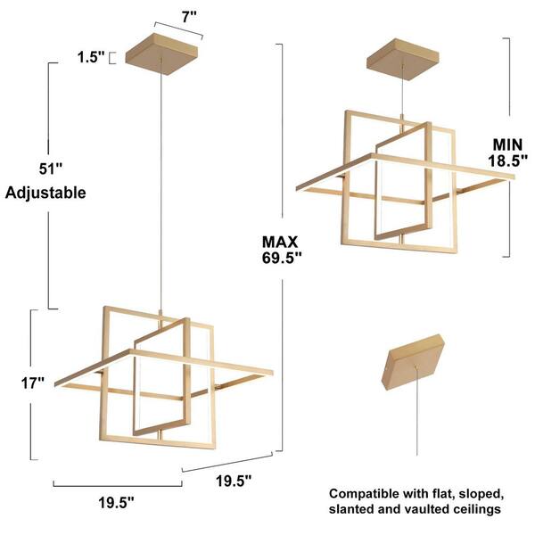 Zevni Swane 46-Watt 3-Light Integrated LED Brushed Gold