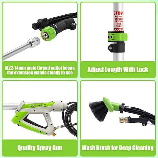 Laybus 21 ft. Aluminum Telescoping Pressure Washer Wand with Brush