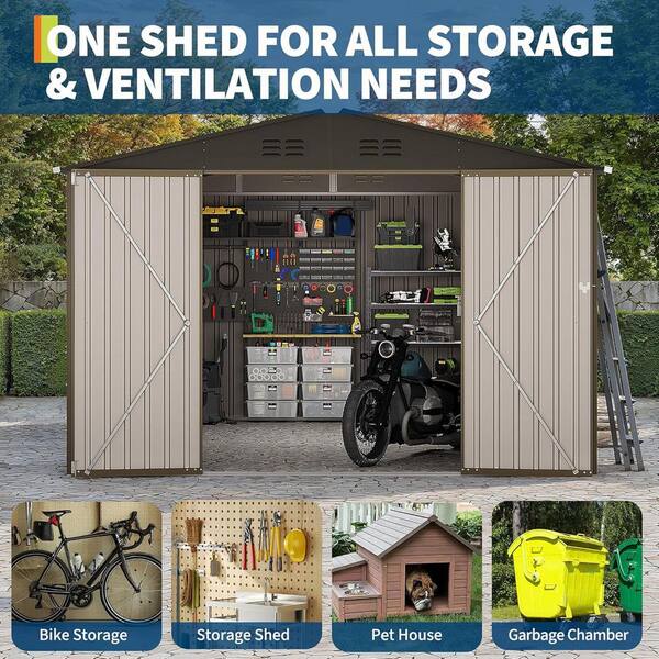 Garvee 10 ft. W x 12 ft. D Outdoor Metal Storage Shed with Window